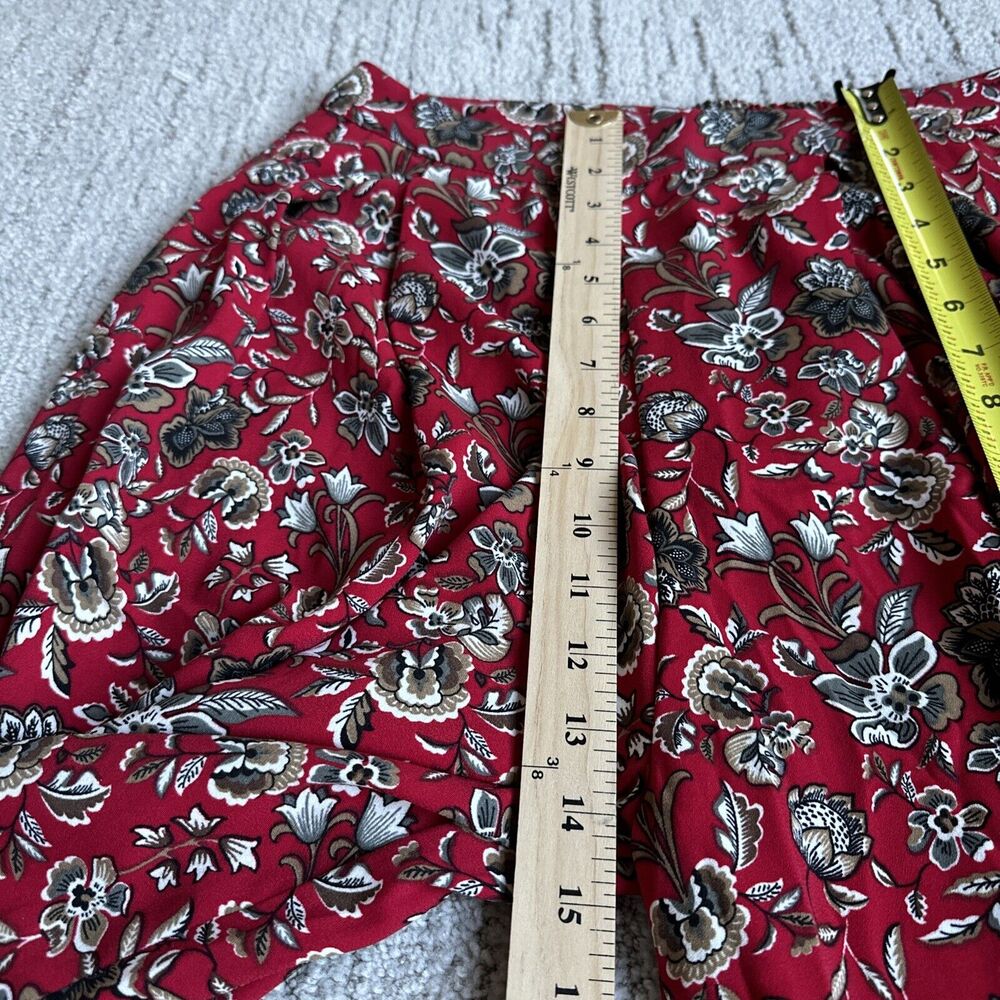 Making the Cut Size Large Season 3 Red Floral Crepe‎ Pleated Wide Leg Pants NWT - Picture 9 of 10
